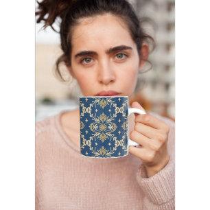 Caneca De Café Padrão Barroco Real Elegante Luxo Vintage Casa