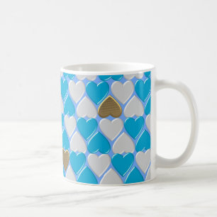 Caneca De Café Padrão bávaro azul e branco.