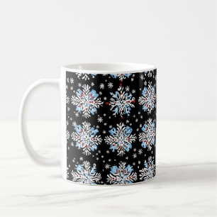 Caneca De Café Padrão Blue Snowflake