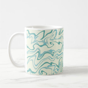 Caneca De Café Padrão Boho de Redemoinho Líquido de Mármore Azul