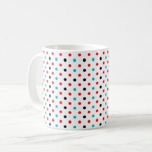 Caneca De Café Padrão Bolinhas Red Blue Bolinhas Preto