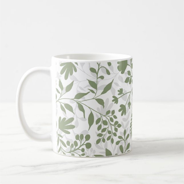 Caneca De Café Padrão Bonito de Jardim Floral de Folhagem Encanta (Esquerda)