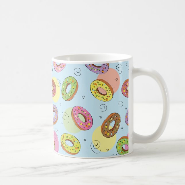 Caneca De Café Padrão bonito de rosca de aquarela azul (Direita)