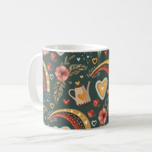 Caneca De Café Padrão bonito do Jardim Floral Primavera