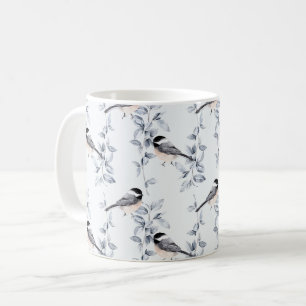 Caneca De Café Padrão Botânico das Aves Aquáticas de inverno