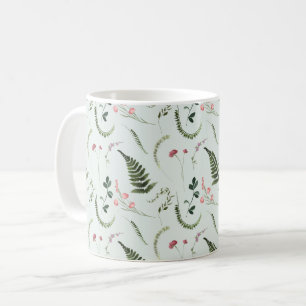 Caneca De Café Padrão Botânico das flores silvestres