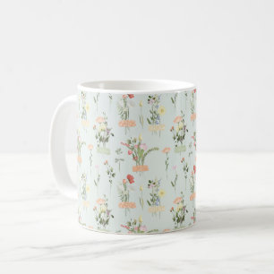Caneca De Café Padrão Botânico das flores silvestres