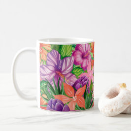 Caneca De Café Padrão Botânico das Flores Tropicais