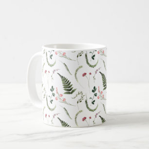 Caneca De Café Padrão Botânico de Flores Selvagens bonito