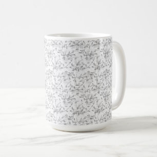 Caneca De Café Padrão Botânico desenhado à mão em preto e branco