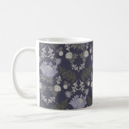 Caneca De Café Padrão botânico em azul estilo retrô café