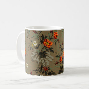 Caneca De Café Padrão Botânico Floral Escuro Vintage de Rosa Lara