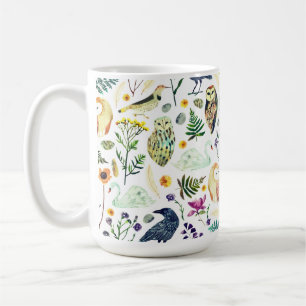 Caneca De Café Padrão Botânico Inspirado na Natureza para Almofad