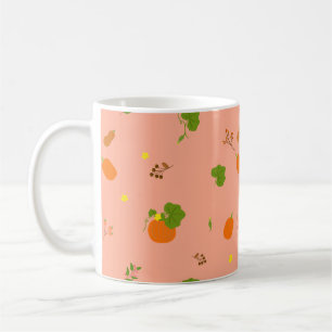Caneca De Café Padrão Botânico Jardim de Abóbora Pêssego