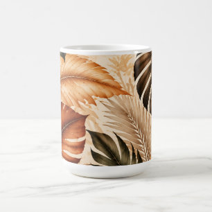 Caneca De Café Padrão Botânico Monstera Tropical de Outono