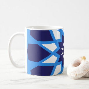Caneca De Café Padrão Branco E Azul Marroquino