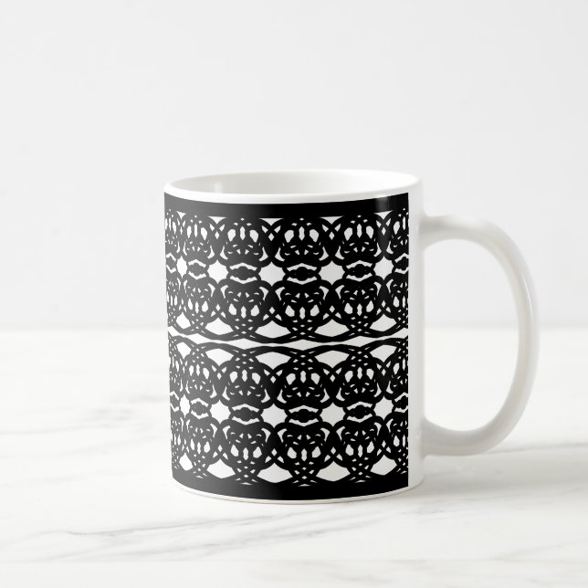 Caneca De Café Padrão branco e preto Abstrato elegante (Direita)