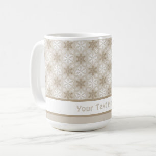 Caneca De Café Padrão Brilhante De Tan Winter White Snowflake