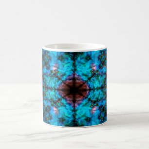 Caneca De Café Padrão caleidoscópio azul escuro