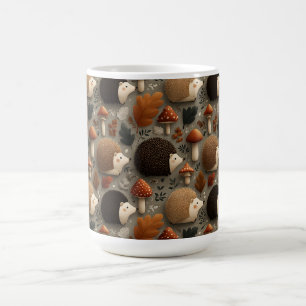 Caneca De Café Padrão Caprichoso de Outono comouriço e Cogumelo