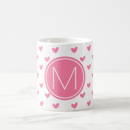Caneca De Café Padrão cardíaco branco-rosado-Namorados elegante