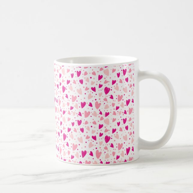 Caneca De Café Padrão Cardíaco Desenhado À Mão (Direita)