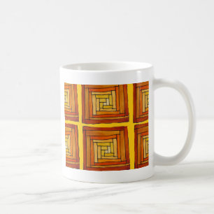 Caneca De Café padrão castanho da arte retrô quadrada