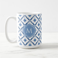 Padrão cerâmico chinês azul com monograma