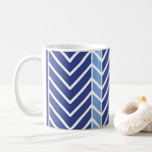 Caneca De Café Padrão Chevron Azul