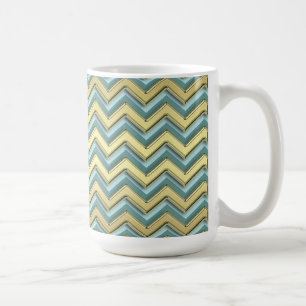 Caneca De Café Padrão Chevron Dourado e lacrimogênio