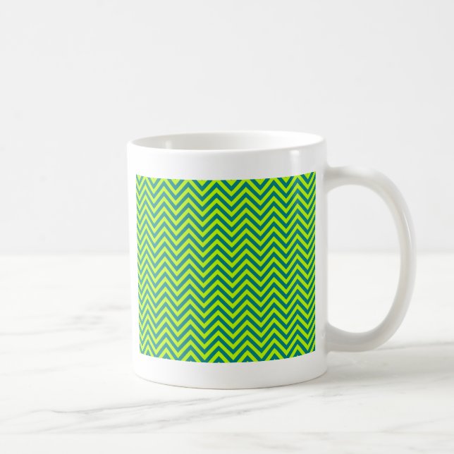 Caneca De Café Padrão Chevron Teal E Verde limão (Direita)