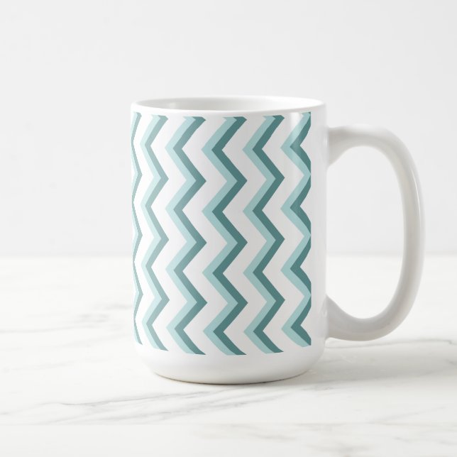 Caneca De Café Padrão Chevron ZigZag em verde-minúsculo (Direita)