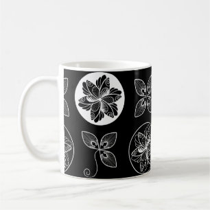 Caneca De Café Padrão Chic Branco Preto