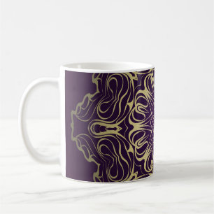 Caneca De Café Padrão circular de flores. Ilustração. NAMORADOS B