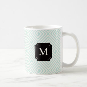 Caneca De Café Padrão Clássico de Monograma de Chave Grega de Hor