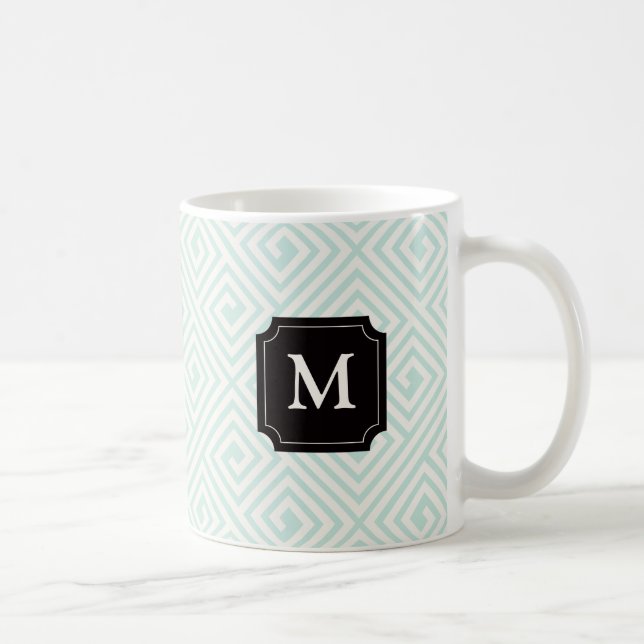 Caneca De Café Padrão Clássico de Monograma de Chave Grega de Hor (Direita)