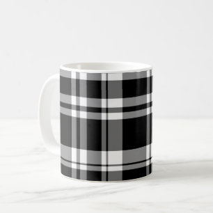 Caneca De Café Padrão clássico de xadrez branca preto elegante