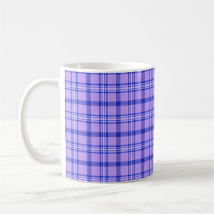 Caneca De Café Padrão Clássico Xadrez Azul Roxo Brilhante