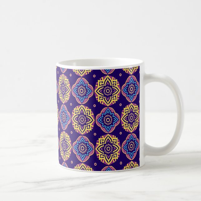 Caneca De Café Padrão Colorida Boho Chic Mandala (Direita)