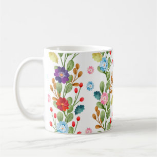 Caneca De Café Padrão Colorido das Flores de Água- 67488
