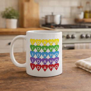 Caneca De Café Padrão Colorido de Coração de Idaho