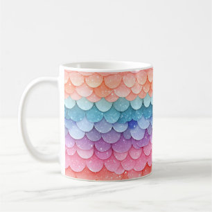 Caneca De Café Padrão Colorido de Escala de Sereia