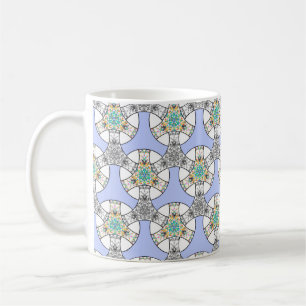 Caneca De Café Padrão colorido de faixas entrelaçadas de mosaico