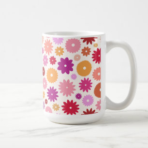 Caneca De Café Padrão Colorido de Flores