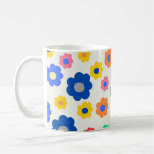 Caneca De Café Padrão Colorido de Indie de Flor Minúscula Y2K