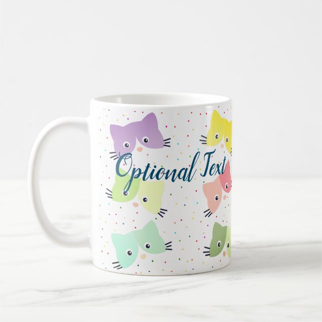 Caneca De Café Padrão Colorido de Kittens Felizes (Esquerda)