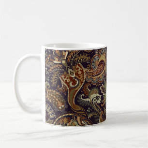 Caneca De Café Padrão Colorido de Paisley. Papel de parede de col
