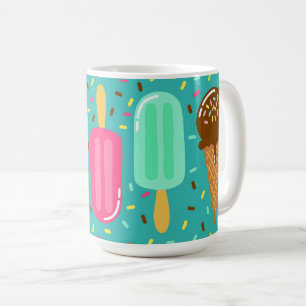 Caneca De Café Padrão Colorido de Sorvete de Verão