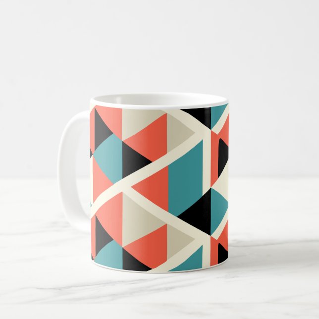 Caneca De Café Padrão Colorido de Triângulo Geométrico (Frente Esquerda)