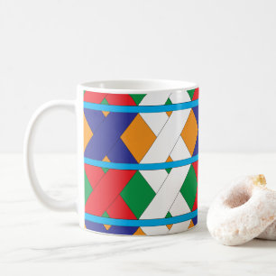 Caneca De Café Padrão Colorido Geométrico Contemporâneo de Diaman